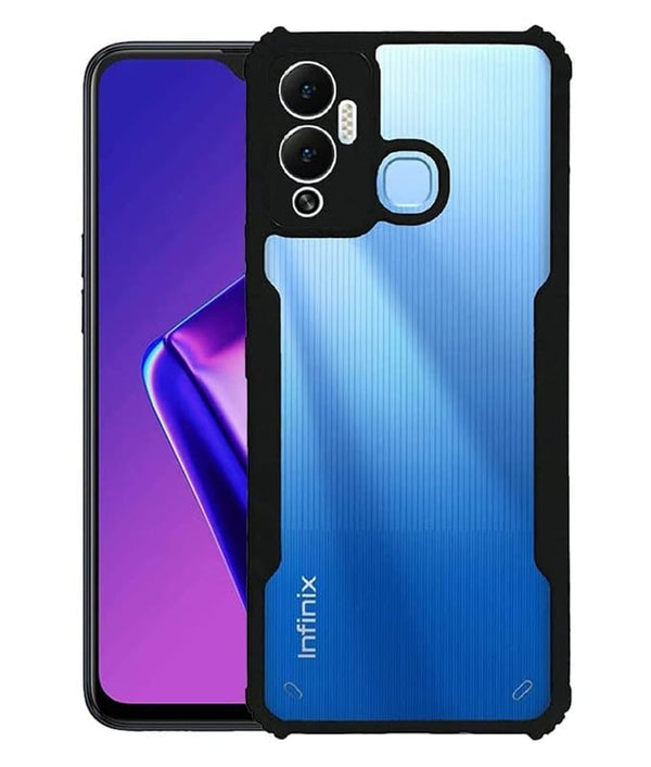 Mobielectro Camera Bump Protection | Slim Stylish 360 Protection Design |Crystal Clear | Shockproof Eagle Back Cover for Infinix Hot 12 Pro- Black