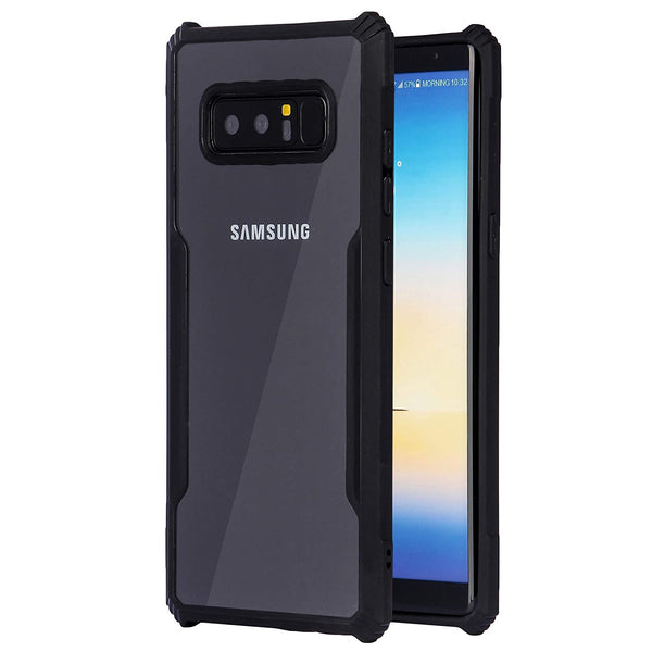 Mobielectro Camera Bump Protection | Slim Stylish 360 Protection Design |Crystal Clear | Shockproof Eagle Back Cover for Samsung Note 8 - Black