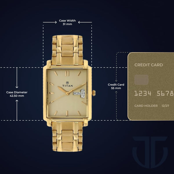 Regalia Quartz Analog with Day and Date Champagne Dial Gold Stainless Steel Strap watch for Men