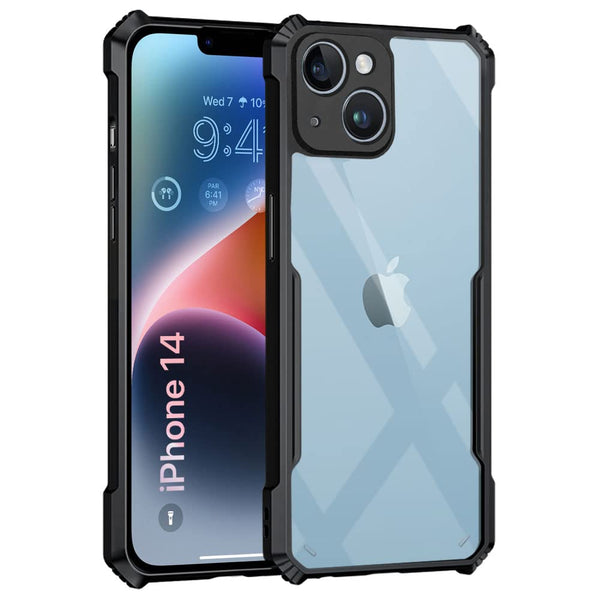 Mobielectro Camera Bump Protection | Slim Stylish 360 Protection Design |Crystal Clear | Shockproof Eagle Back Cover for iPhone 14 Plus- Black