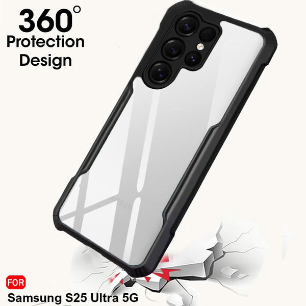 Mobielectro Camera Bump Protection | Slim Stylish 360 Protection Design |Crystal Clear | Shockproof Eagle Back Cover for Samsung S25 ULTRA- Black