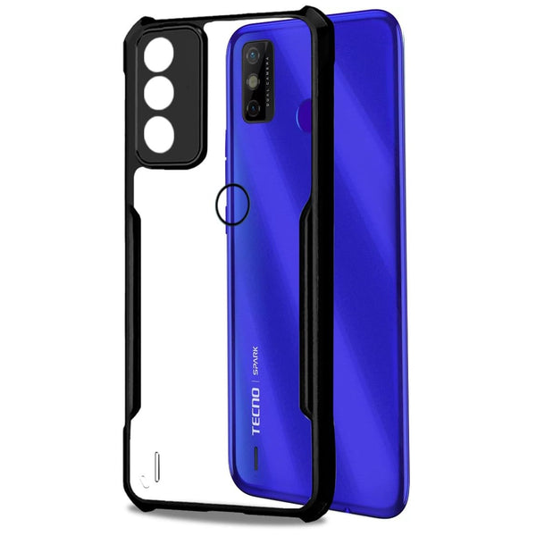 Mobielectro Camera Bump Protection | Slim Stylish 360 Protection Design |Crystal Clear | Shockproof Eagle Back Cover for Tecno Spark GO 2020 - Black