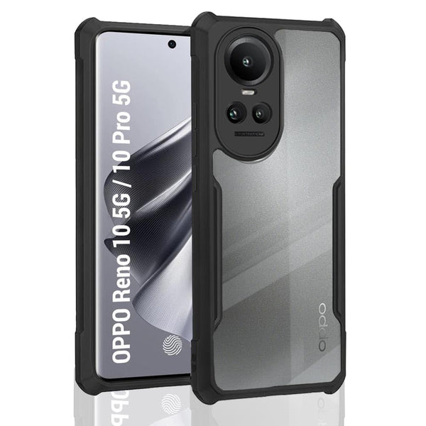 Mobielectro Camera Bump Protection | Slim Stylish 360 Protection Design |Crystal Clear | Shockproof Eagle Back Cover for Oppo RENO 10 5G |Reno 10 Pro 5G - Black