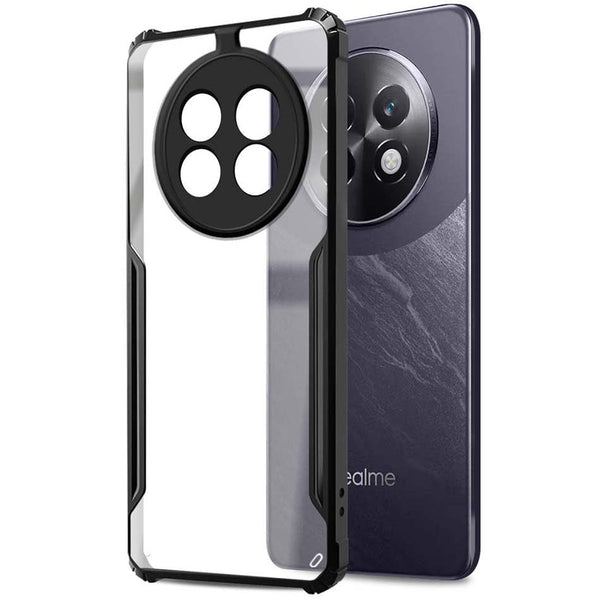 Mobielectro Camera Bump Protection | Slim Stylish 360 Protection Design |Crystal Clear | Shockproof Eagle Back Cover for Realme 13 Plus | Realme P1 Speed 5G - Black