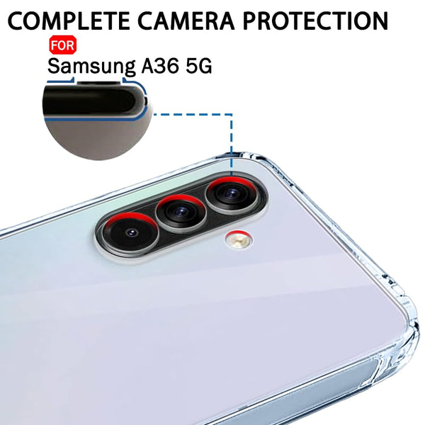 Mobielectro Clear Transparent Shockproof Scratch Resistant Protective Phone Case for Samsung A36 5G