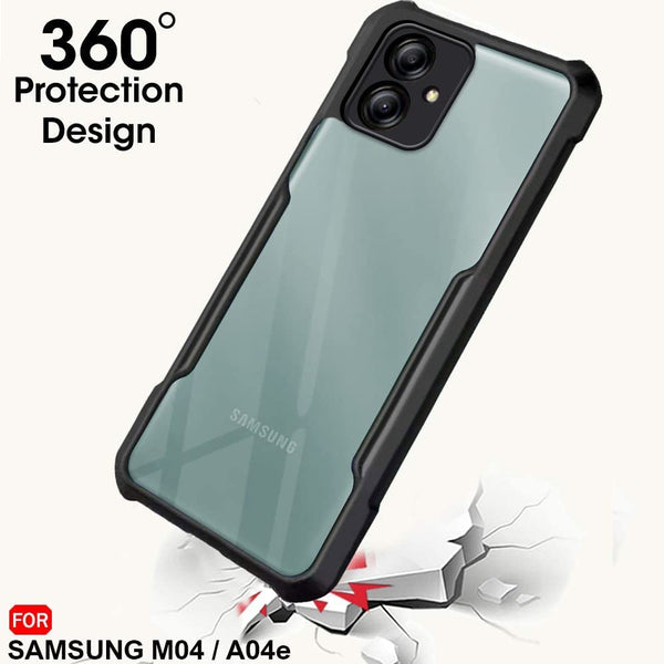 Mobielectro Camera Bump Protection | Slim Stylish 360 Protection Design |Crystal Clear | Shockproof Eagle Back Cover for Samsung A04E|M04 - Black