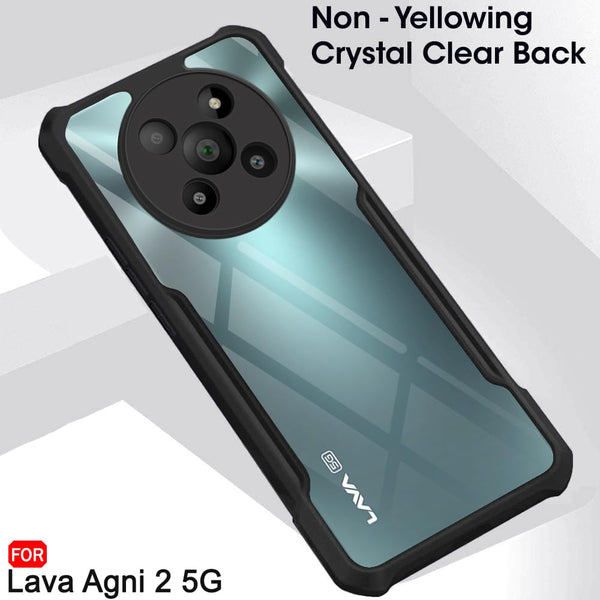 Mobielectro Camera Bump Protection | Slim Stylish 360 Protection Design |Crystal Clear | Shockproof Eagle Back Cover for Lava Agni 2 - Black