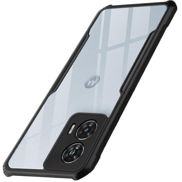 Mobielectro Camera Bump Protection | Slim Stylish 360 Protection Design |Crystal Clear | Shockproof Eagle Back Cover for Moto Edge 50 Fusion - Black