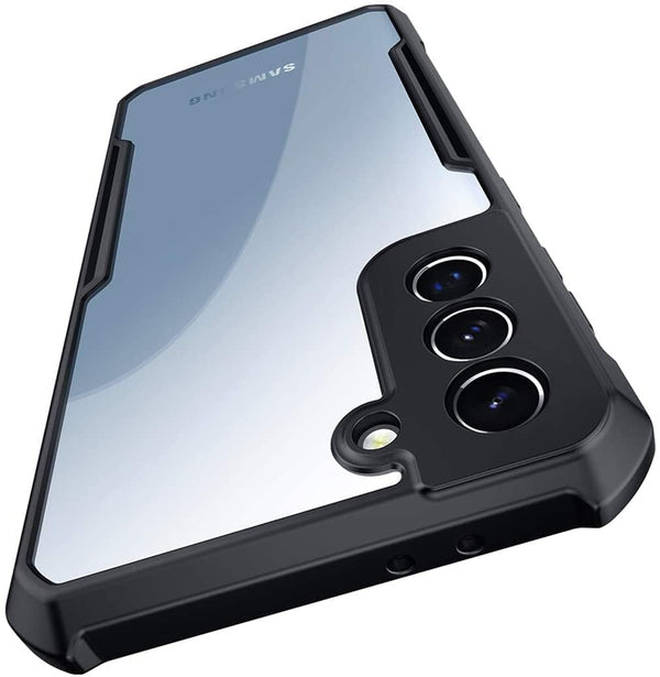Mobielectro Camera Bump Protection | Slim Stylish 360 Protection Design |Crystal Clear | Shockproof Eagle Back Cover for Samsung S22- Black