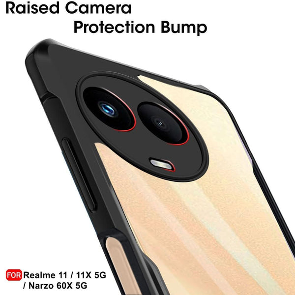 Mobielectro Camera Bump Protection | Slim Stylish 360 Protection Design |Crystal Clear | Shockproof Eagle Back Cover for Realme 11X |Realme 11 |Realme Narzo 60X 5G |Realme C67 5G - Black