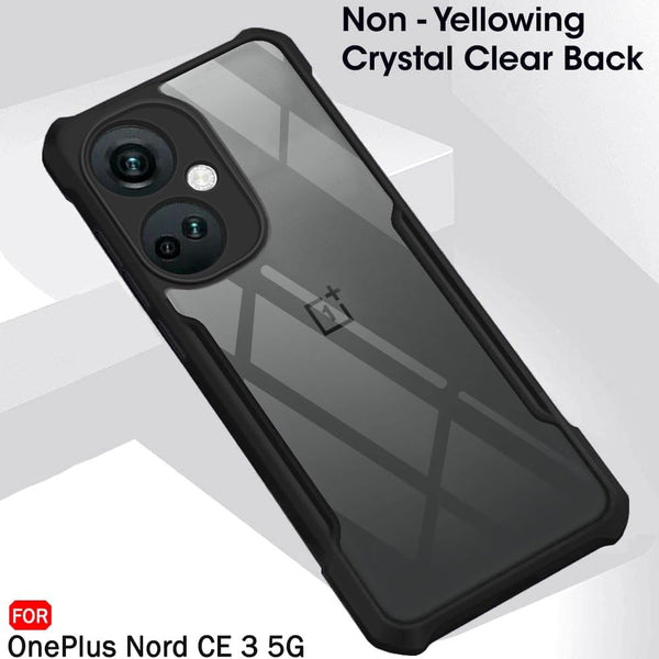 Mobielectro Camera Bump Protection | Slim Stylish 360 Protection Design |Crystal Clear | Shockproof Eagle Back Cover for OnePlusNord CE 3- Black