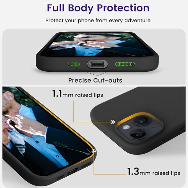 Mobielectro Waterkproof Soft Silicone Ultra Slim O.G Case for iPhone 15 plus- Black