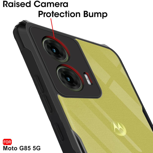 Mobielectro Camera Bump Protection | Slim Stylish 360 Protection Design |Crystal Clear | Shockproof Eagle Back Cover for Moto G85 5G - Black