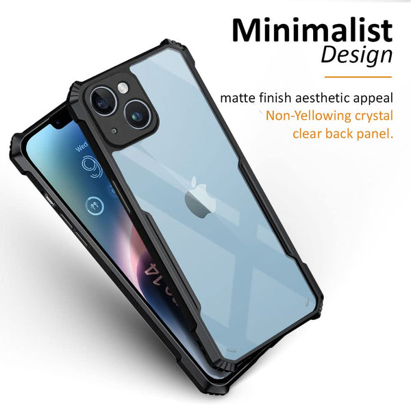 Mobielectro Camera Bump Protection | Slim Stylish 360 Protection Design |Crystal Clear | Shockproof Eagle Back Cover for iPhone 14 Plus- Black