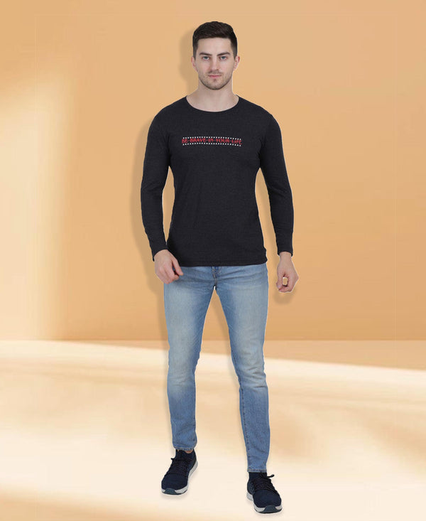 HiFlyers Men Anthra Regular Fit Printed Round Neck T-Shirt