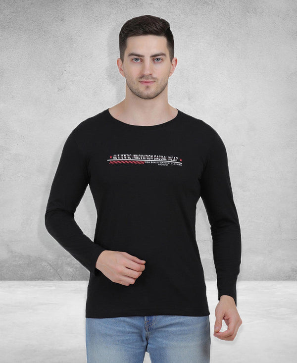 HiFlyers Men Black Regular Fit Printed Round Neck T-Shirt
