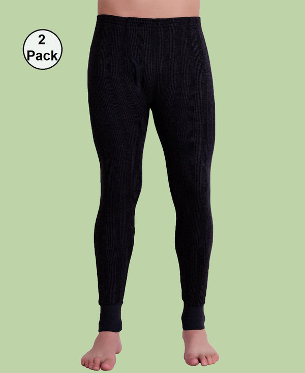 T.T. Men Hotpot Elite Light Weight , Super Warm With Polyfill Sandwich Technology Pyjama Thermal Pack Of 2- Black