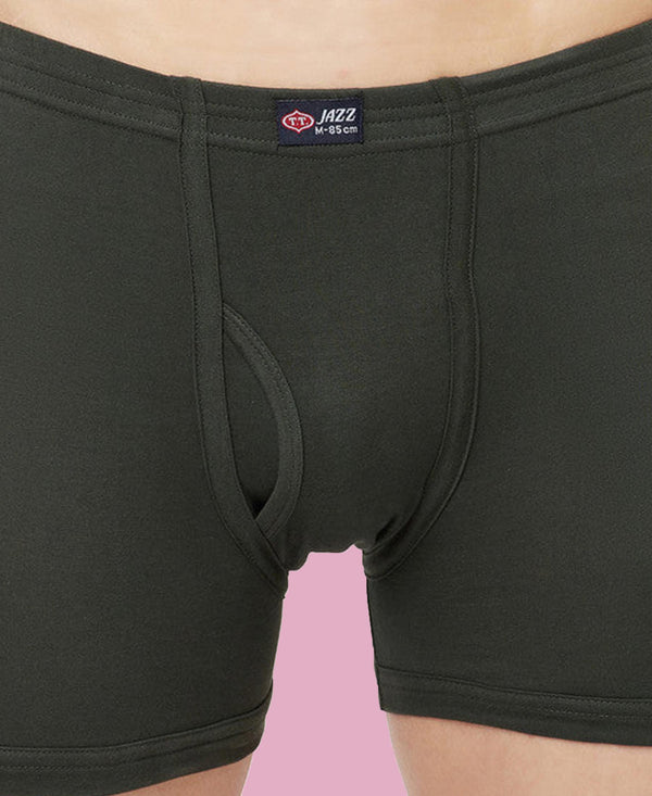 T.T. Mens Jazz Fine Long Inner Elastic TrunkPack Of 2 Olive-Navy