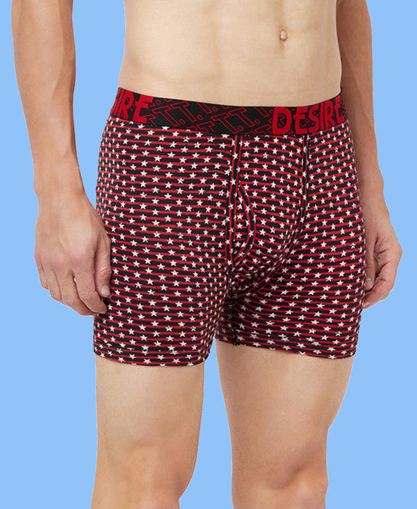 T.T. Mens Desire Printed Long Top Elastic TrunkPack Of 3 Black-Anthra-Red