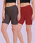 T.T. Pearl Women 100% Cotton Multipurpose Shorts Pack Of 2 Maroon & C. Brown