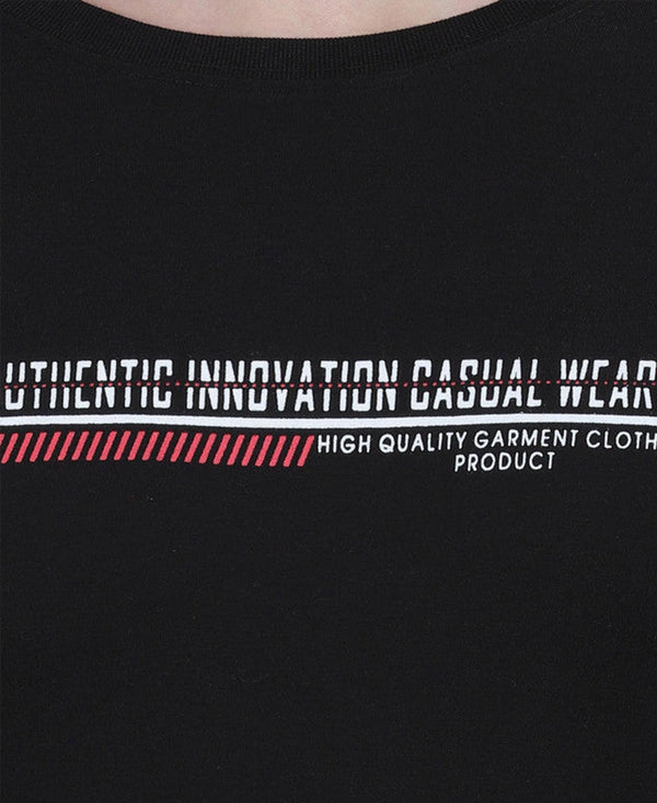 HiFlyers Men Black Regular Fit Printed Round Neck T-Shirt