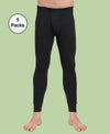 T.T. Men Regular Fit Cotton Rich With Elastomeric Finish Thermal Trouser Pack Of 5-Black