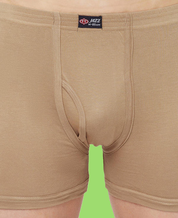 T.T. Mens Jazz Fine Long Inner Elastic TrunkPack Of 2 Skin-Black