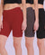 T.T. Women 100% Cotton Multipurpose Shorts Pack Of 3 Maroon Brown Black