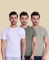 T.T. Cool Men T-Shirts Pack Of 3 White-Charcoal Mã©Lange-Grey Mã©Lange