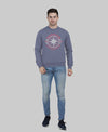 Hiflyers Men|Regular Fit|Chest Printed Cotton Fleece|Soft Stylish Casual Winter Wear Sweatshirt|Steel Grey-P18