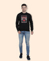 Hiflyers Men|Regular Fit|Chest Printed Cotton Fleece|Soft Stylish Casual Winter Wear Sweatshirt|Black-P2