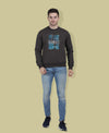 Hiflyers Men|Regular Fit|Chest Printed Cotton Fleece|Soft Stylish Casual Winter Wear Sweatshirt|Charcoal-P5