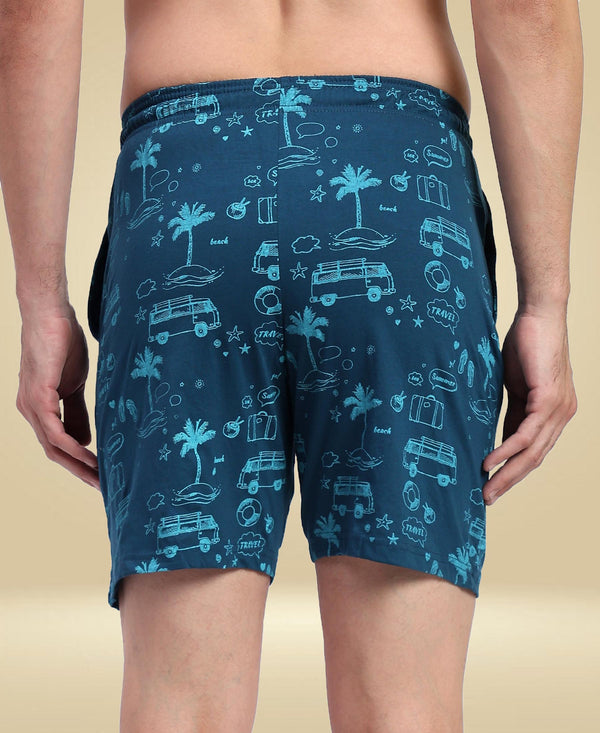 T.T. Men Regular Fit Cotton Polyster Printed Short With Zip Pocket Pack Of 1-Airforce