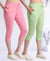 T.T. Women Regular Fit Poly Jersey Solid Capri Pack Of 2-Green-Pink