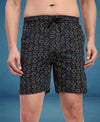 T.T. Men Regular Fit Cotton Polyster Printed Short With Zip Pocket Pack Of 1-Black