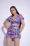 Garden Party Violet Ikat Print Co Ord Set (Combo)