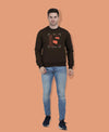 Hiflyers Men|Regular Fit|Chest Printed Cotton Fleece|Soft Stylish Casual Winter Wear Sweatshirt|Coffee-P7