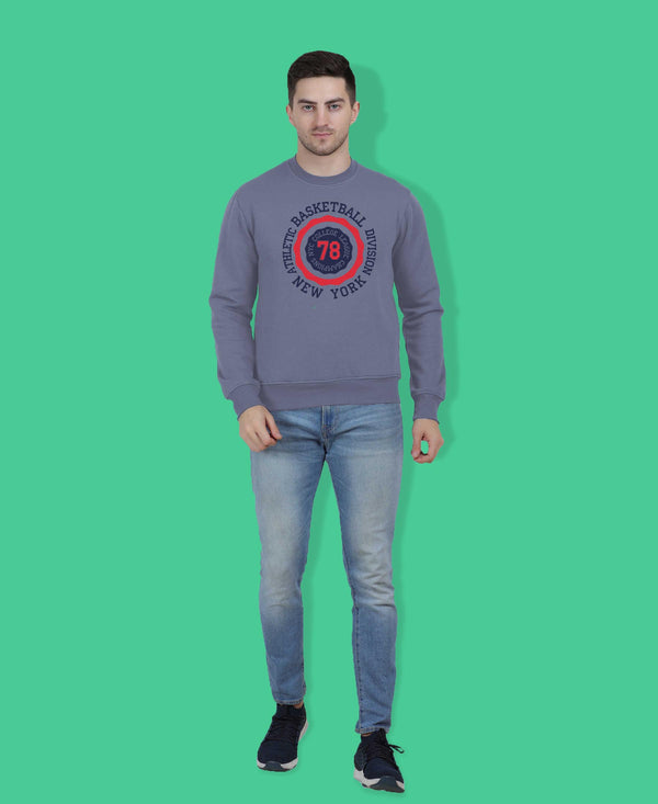 Hiflyers Men|Regular Fit|Chest Printed Cotton Fleece|Soft Stylish Casual Winter Wear Sweatshirt|Steel Grey-P17