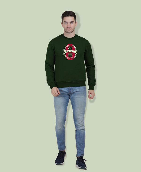 Hiflyers Men|Regular Fit|Chest Printed Cotton Fleece|Soft Stylish Casual Winter Wear Sweatshirt|Olive-P14