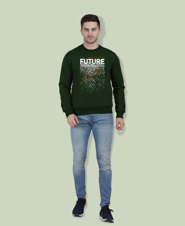 Hiflyers Men|Regular Fit|Chest Printed Cotton Fleece|Soft Stylish Casual Winter Wear Sweatshirt|Olive-P13