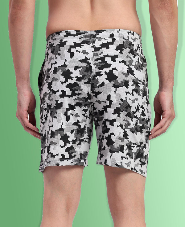 T.T. Men Regular Fit Cotton Polyster Printed Short With Zip Pocket Pack Of 1-Grey Camouflage