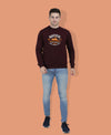 Hiflyers Men|Regular Fit|Chest Printed Cotton Fleece|Soft Stylish Casual Winter Wear Sweatshirt|Wine-P19
