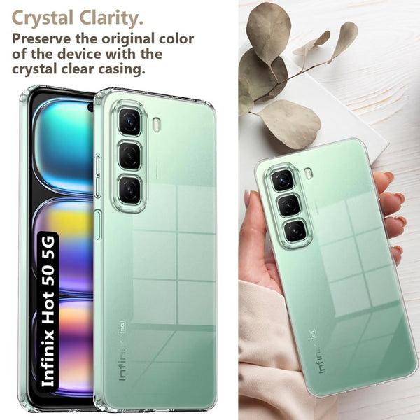 Mobielectro Clear Transparent Shockproof Scratch Resistant Protective Phone Case for Infinix Hot 50 5G