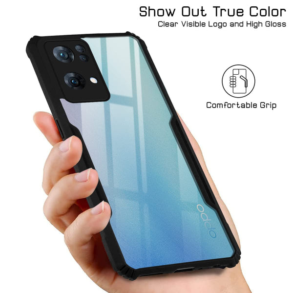 Mobielectro Camera Bump Protection | Slim Stylish 360 Protection Design |Crystal Clear | Shockproof Eagle Back Cover for Oppo RENO 7 Pro 5G - Black