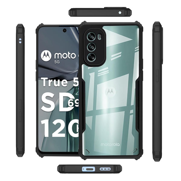 Mobielectro Camera Bump Protection | Slim Stylish 360 Protection Design |Crystal Clear | Shockproof Eagle Back Cover for Moto G62 5G - Black