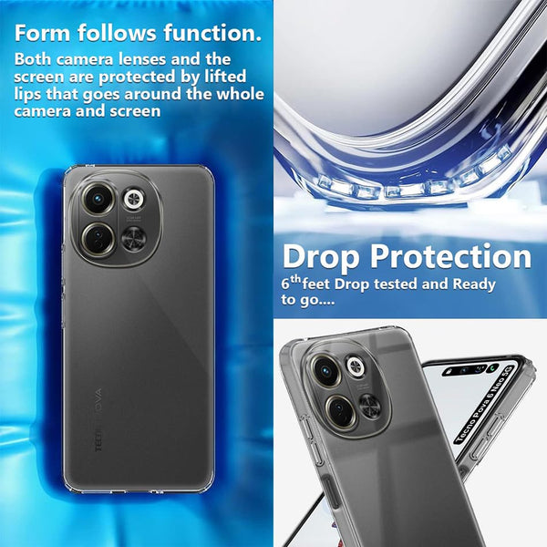 Mobielectro Clear Transparent Shockproof Scratch Resistant Protective Phone Case for Tecno POVA 6 Neo