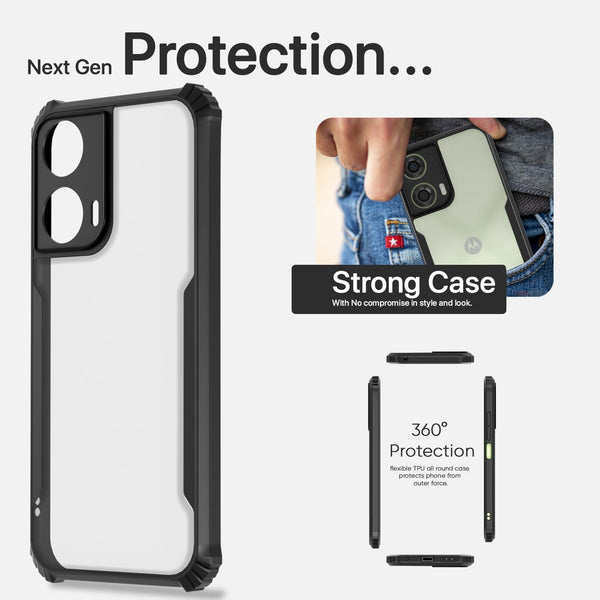 Mobielectro Camera Bump Protection | Slim Stylish 360 Protection Design |Crystal Clear | Shockproof Eagle Back Cover for Moto G24 Power - Black