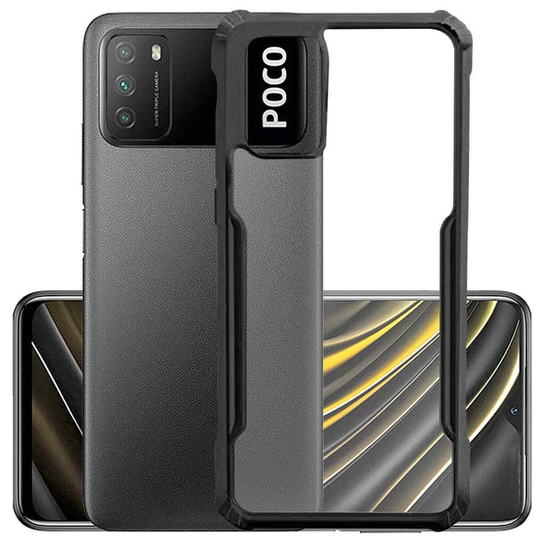 Mobielectro Camera Bump Protection | Slim Stylish 360 Protection Design |Crystal Clear | Shockproof Eagle Back Cover for POCO M3 - Black