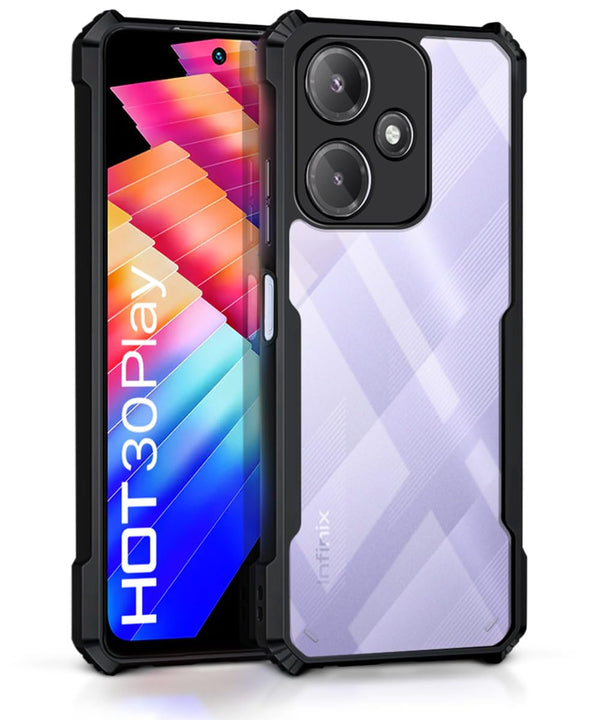 Mobielectro Camera Bump Protection | Slim Stylish 360 Protection Design |Crystal Clear | Shockproof Eagle Back Cover for Infinix Hot 30 PLAY- Black