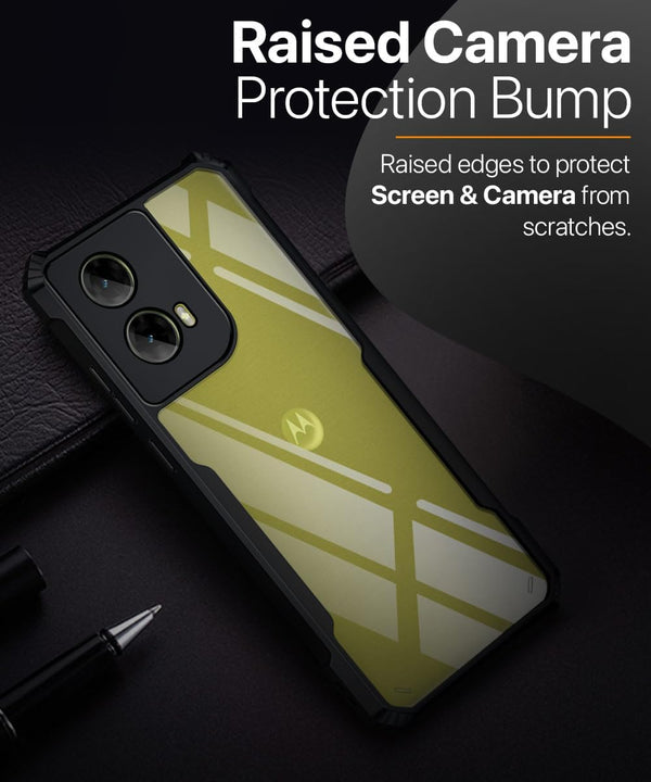Mobielectro Camera Bump Protection | Slim Stylish 360 Protection Design |Crystal Clear | Shockproof Eagle Back Cover for Moto G85 5G - Black